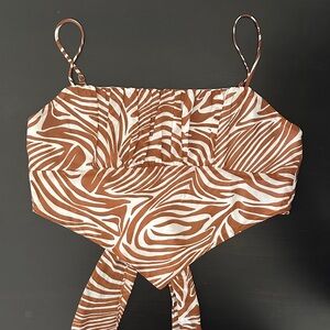 Brown and White Zebra Print Crop Top